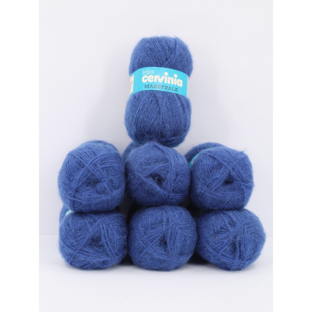Lane Cervinia Maestrale Mohair Wool Blend Yarn Royal Blue Made in Italy 7 Skeins
